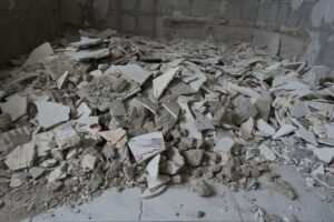 débris travaux salle de bain
