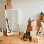 Living room in a house on moving day.